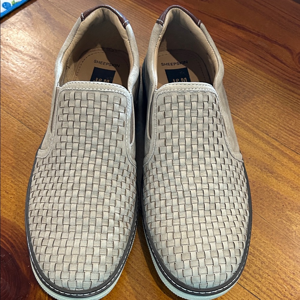 Men's Woven Sheepskin Slip-On Loafers - Taupe